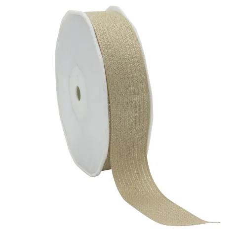 20m reel.webp Textured Lurex Ribbon; Kraft with Silver Lurex